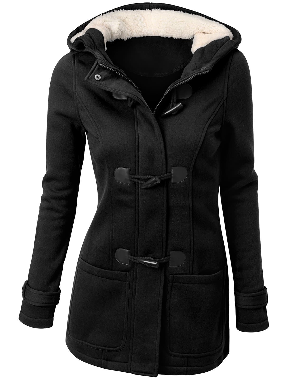 Classic Double Breasted Peacoat Jacket (Plus size available) BLACK SMALL