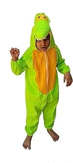 Kaku Fancy Dresses Fleece Dragon Wild Animal Costume For Kids - Green, 3-4 Years | Animal Fancy Dress For Boys & Girls