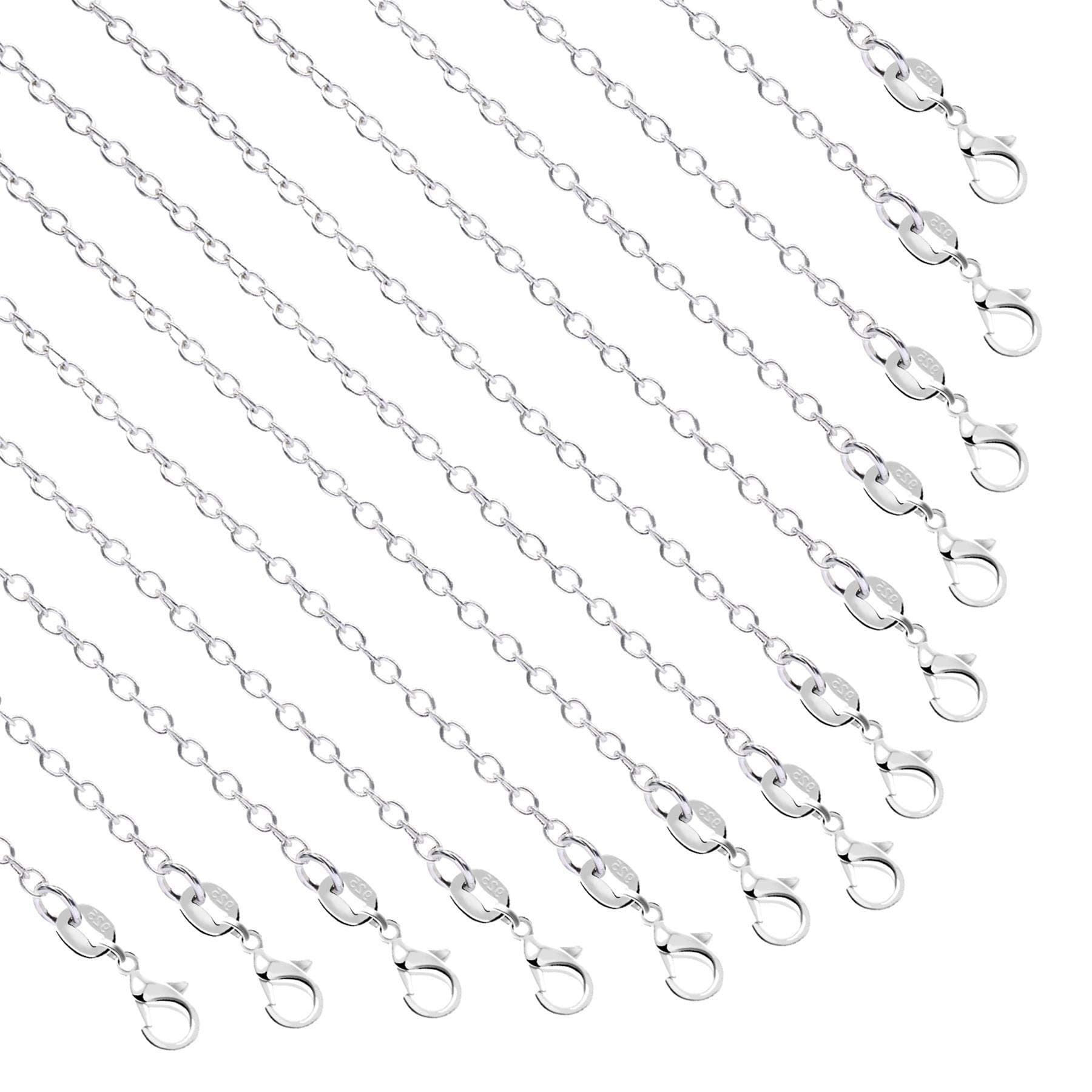 50 Pack Necklace Chains Bulk Silver Plated Cable Chain Pack for Jewellery Making 18 Inches