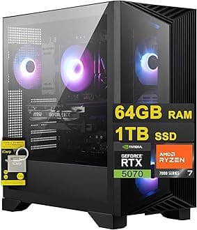 msi Aegis Z2 Gaming Desktop AMD Octa-core Ryzen 7 7700 64GB RAM 1TB SSD GeForce RTX 5070 (DLSS 4) 750W 80+ Gold PSU ARGB Fan Air Cooling Win11 w/ICP Hub