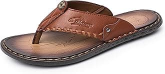 Mens Flip Flops Casual Leather Home Sandals For Mens Rubber Sole Slippers