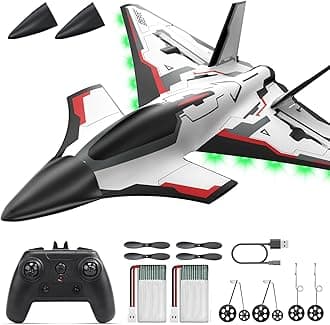 DEERC Future RC Plane 4 Channel Remote Control Jet Hobby Airplane with LED Lights RTF Aerobatic Aircraft Toys,2.4GHz 6-axis Gyro Stabilizer EDF EPP Glider Aircraft Plane for Adults Beginners Advanced