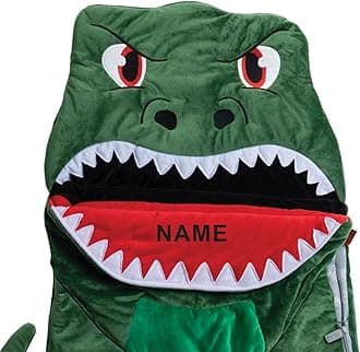 Bixbee Kids Dinosaur Sleeping Bag for 3+, 60 x 22 Inches, Soft Toddler Slumber Bag with Carrying Handle | Machine Washable for Naptime, Daycare