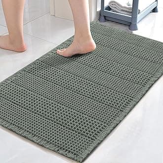 H.VERSAILTEX Upgraded Waffle Bath Mat Super Absorbent Non Slip Bathroom Rugs for Bathroom Floor Machine Washable Dry Fast, 17" x 24", Lichen