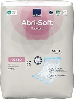 ABENA Abri-Soft Superdry Disposable Incontinence Bed Pads, Eco-Friendly Incontinence Underpads, Leak Protection, Soft & Secure Bed Protectors for Incontinence - 40x60cm, 60 count (Pack of 1)
