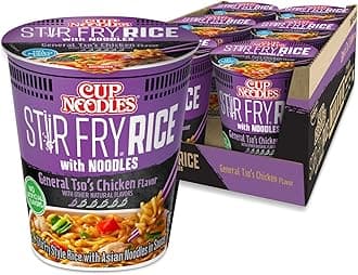 Nissin Cup Noodles Stir Fry Rice with Noodles, General Tso's Chicken, 2.68 Ounce (Pack of 6)