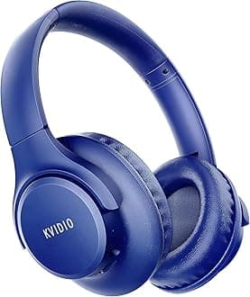 KVIDIO Bluetooth Headphones Over Ear, 65 Hours Playtime Wireless Headphones with Microphone, Foldable Lightweight Headset with Deep Bass, HiFi Stereo Sound for Travel Work Cellphone