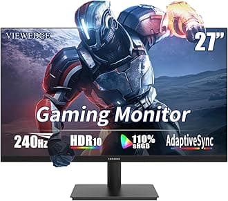 Viewedge 27 inch Gaming Monitor 240 Hz 1ms FHD 1920x1080 Computer Monitor, 110% sRGB HDR10 HDMI x 2 & DP x 2 Port, Built-in Speakers, Support Freesync and Wall Mount