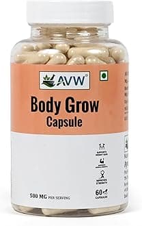 - Body Grow Capsules 500mg, 60 Capsules | New & Improved Formula | Ayurvedic Weight Gainer for Digestion & Muscle Mass | 100% Natural for Men & Women | Increases Strength & Appetite Naturally