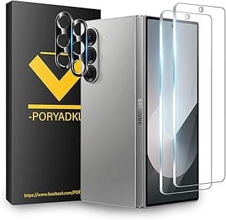 Tempered Glass For Galaxy Z Fold 6 5G Screen Protector 2 Pcs [6.9 Inch]+ Transparent HD Camera Lens Protector 2 Pack, 9H hardness, Ultrasonic Fingerprint Support, HD Clear, For Galaxy Z Fold 6
