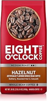 Eight O'Clock Coffee Hazelnut Whole Bean Coffee, Medium Roast, 30 Ounce (Pack of 1) - Buttery, Smooth & Nutty