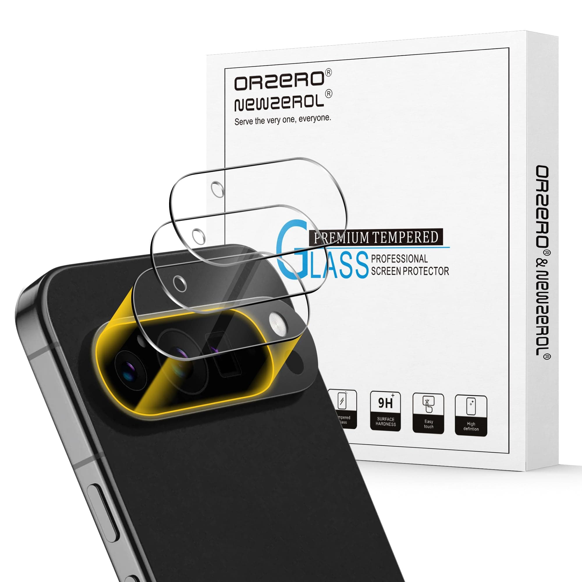 Orzero (3 Pack) Camera Lens Protector Compatible for Google Pixel 9 Pro XL 6.8 inch, Protector de Cámera Case Friendly Tempered Glass 9H High Definition Microphone Cutout Anti-Scratch