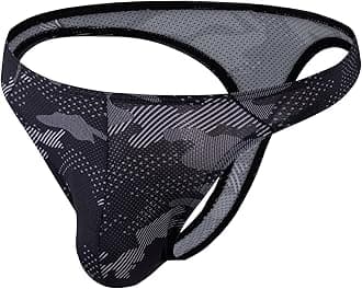 Men's Thong G-String Underwear Micro Mesh Bulge Pouch Thong Panties Soft Stretch Bikini T-Back Underwear