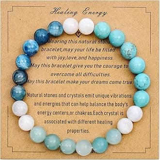 Strong Healing Crystal Bracelet 8MM Genuine Stone Bracelet Lucky Beaded Bracelet Chakra Bracelet 6.5 inch Positive Energy Inspirational Gifts for Women Mom