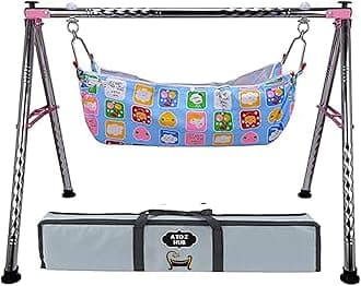 A TO Z HUB Boy's and Girl's Portable Folding ghodiyu with Free Cotton Cloth. (Regular Folding Round Pipe (Pink))