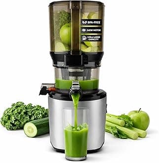 Kuvings AUTO10 Cold Press Juicer Silver - Hands-Free Electric Masticating Juicer Machine With 240W Motor - Very Quiet With 100 Oz Batching Hopper for Juice, Smoothies, Nut Milk, and Sorbets