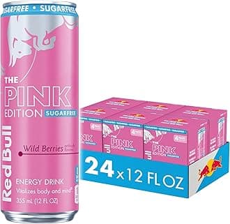 Pink Edition Sugar-Free Energy Drink, Wild Berries, with 114mg Caffeine plus Taurine & B Vitamins, 12 Fl Oz, 6 Packs of 4 Cans (Pack of 24)