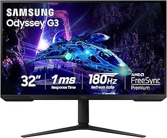 32-Inch Odyssey G3 (G30D) Series FHD Gaming Monitor, 1ms, 180Hz, AMD FreeSync, Adjustable Stand, Black Equalizer, Virtual Aim Point, Eye Saver Mode, Flicker-Free, LS32DG302ENXZA, 2024