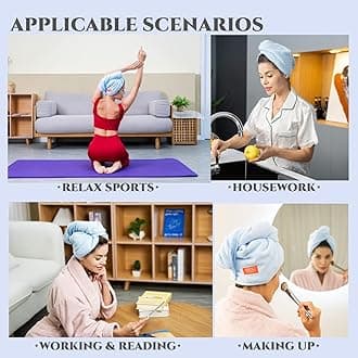 YoulerTex Microfibre Hair Towel Wrap: 2Pack Hair Turban Super Absorbent Rapid Drying Microfiber Towel for Women Curly Long Wet Plopping Hair Girls Head Towelling Large Anti-Frizz (Aqua Green)