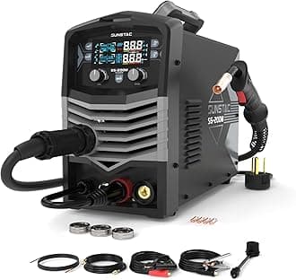 - Sunstac MIG Welder, 200A Duo Voltage 5 in 1 Aluminum MIG Welding Machine, MIG/Flux Core/Spool Gun/Lift TIG/Stick, IGBT Inverter Welder Synergic Control, Digital Display (NEW VERSION)