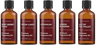 Mystic Moments | Spring Fragrance Oil Gift Starter Pack 5x100ml | Baby Berry Twist, Fresh Linen, Geranium, Lemon Blossom, Lily of The Valley