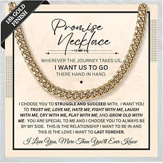 Promise Necklace For Him - Cuban Chain Necklace, 6mm Thick, To My Man Boyfriend, Husband, Fiance, BF Gift Ideas, Message Card + Gift Box Included