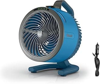 FlexBreeze HydroGo Fan + Car Charger — Ultra-powerful portable fan that mists indoors & outdoors. Long lasting battery, 5 speeds, 2 bonus modes, & evaporative misting, Blueberry, FA052QBL