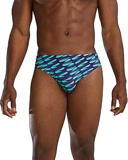 Men's Durafast Elite Racer Brief Swimsuit, Dragon Fly Green/Navy, 36