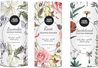 Body Dusting Powder Set of 3 with Rose, Lavender, and Sandalwood (no Puff Included)
