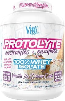 VMI Sports | ProtoLyte Whey Isolate Protein Powder | Low Calorie Whey for Weight Loss and Muscle Gain | Digestive Enzymes | Non-GMO (4.6 lb, Vanilla Ice Cream Cone)