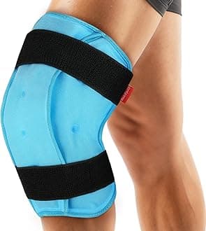 Comfytemp 3D Contoured Knee Ice Pack Wrap, Reusable Gel Ice Pack for Sport Injuries, Knee Sprains, Knee Replacement Surgery, Swelling, Bruise, Joint Pain, Microwave Hot Cold Pack for Leg Injuries