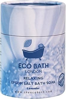 Eco Bath London Relaxing Lavender Epsom Salt Bath Soak - Tube 250g, Magnesium Bath Salt Infused with Lavender Essential Oil, Epsom Bath Salts for Relaxation