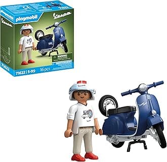 Playmobil 71622 Cars: 1969 Vespa 150 Sprint Veloce, blue, faithful model for collectors and fans, includes versatile accessories and removable spare wheel