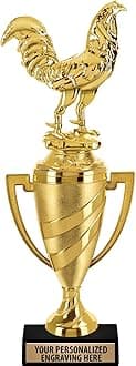 Crown Awards Fighting Rooster Trophy, 14" Gold Cup Fighting Rooster Trophies with Free Personalization