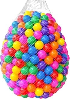 Kids Ball Pit Balls 200 Count, 2.2inch Children Crush Proproof Plastic Balls for Ball Pit with 7 Bright Colors, Safe and Non-Toxic, BPA Free, Baby Toddler Pit Balls with Storage Net Bag (Rainbow)