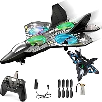 RC Plane Helicopter, RTF 2.4GHz 6-axis Gyro Quadcopter RC Fighter Stunt Airplane Jet Fighter with 3D Flip, Gravity Sensing, Spray Stunts Easy to Fly Aircraft Toy for Adult Kids