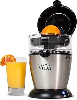 Hands Free Electric Citrus Juicer, 1-Button Juicer Machine, Orange Lime Grapefruit Lemon Squeezer, Easy to Clean Orange Juicer Squeezer, Black/Stainless Steel