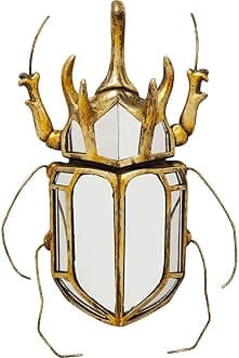 KAREDesign Wall Decoration Beetle Mirror, Gold, Glass Mirrored, Frame polyresin, Bug Shaped, Vertical Wall mounting, 39x25x6cm (H/W/D)