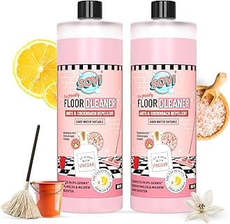 SOVI® Floor Cleaner with Vinegar Power Citrus Fragrance Repels Cockroaches Ants, Removes Stains Pet Odours Child Pet Safe, Eco-Friendly Cleaning Solution 950ml (Pack of 2)