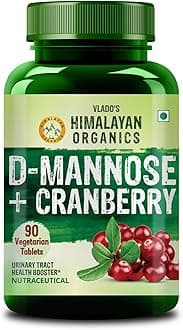Vlado’s Himalayan Organics D-MANNOSE + CRANBERRY Antioxidant Rich Supplement for Kidney Health | Useful for Bladder Infections & UTI | For Mens And Womens- 90 Tablets