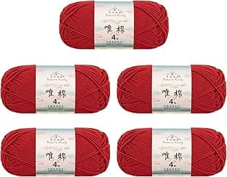 Susan's Family 4 ply 60% Cotton 40% Acrylic Yarn - Soft & Durable - 5 x 50g (1.76oz) - 655 Yards for Knitting & Crocheting - Baby Blankets, Amigurumi, Sweaters & More