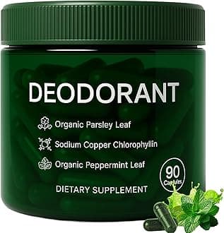 Body Deodorizing Supplement - Mint, Parsley & Chlorophyll Capsules for Body Odor, Deodorant Supplement, Non-GMO, Vegan, 90 Capsules