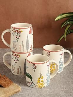 miah decor Ceramic Tea Coffee Cups Set Matte Printed Small Chai Mug Drinkware Microwave Safe for Home & Restaurant-300 ml (MD-420)