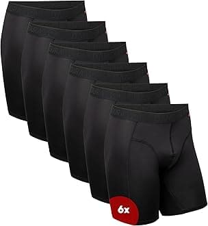 Mens Boxers, Anti Chafing Underwear, Long Leg or Regular, Sports Underwear Men, Moisture Wicking, Breathable Running Boxers, 6 Pack