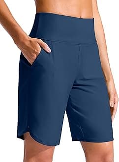 G Gradual Women's 9" Long Swim Board Shorts High Waisted Quick Dry Beach Swimming Shorts for Women with Pockets Liner
