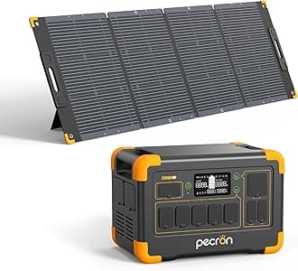 pecronSolar Generator E1000LFP with 300W Solar Panel, 1024Wh LiFePO4 Battery Backup, 1800W Portable Power Station Expandable to 4096Wh, Fast Charging Power Station for Emergencies, Camping, RV
