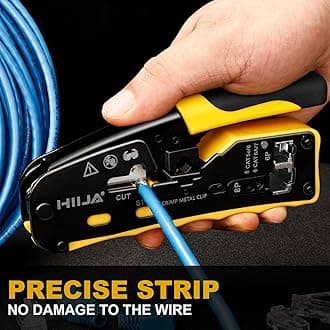 RJ45 Crimp Tool Kit Pass Through Ethernet Crimping Tool All-in-one Ratcheting Modular Data Cable Crimper Kit