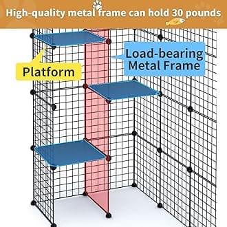 Oneluck Outdoor Cat House Cat Cages Enclosure with Super Large Enter Door, 55L x 28W x41H Balcony Cat Playpen with Platforms,DIY Kennels Crate Large Exercise Place Ideal for 1-2 Cats