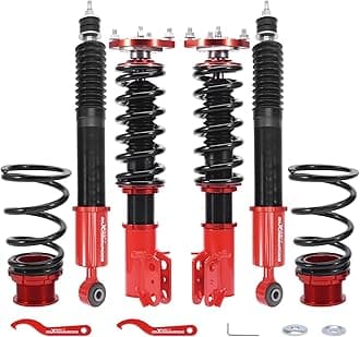 maXpeedingrods Coilovers for Ford Mustang 1994-2004, 24 Levels Damper Adjustable Coilovers Suspension Kit Struts, Height Adjustable Lowering Kit, Red