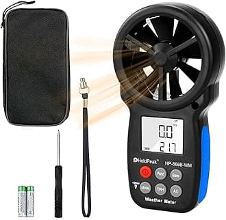 Holdpeak HP-866B-WM Digital Anemometer Handheld LCD Wind Speed Meter for Measuring Wind Speed, Barometer Indicator,Temperature and Wind Chill with Backlight and Max/Min